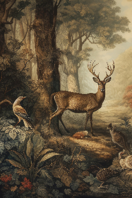 Modern roller blind Animals in the forest