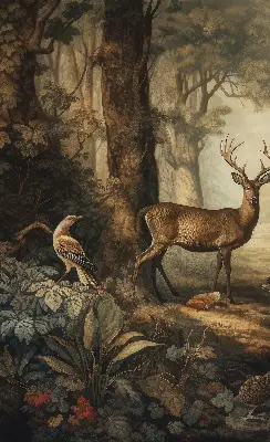 Modern roller blind animals in the forest print