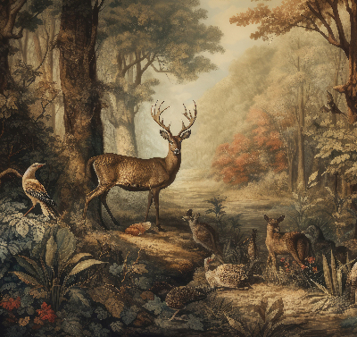Modern roller blind Animals in the forest