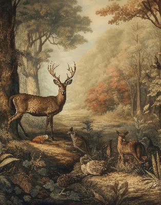 Modern roller blind Animals in the forest