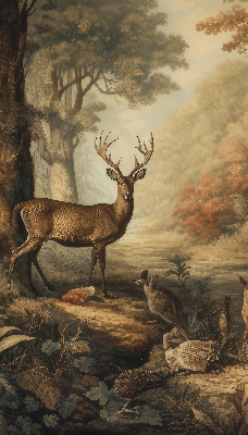 Modern roller blind Animals in the forest