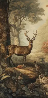 Modern roller blind animals in the forest print