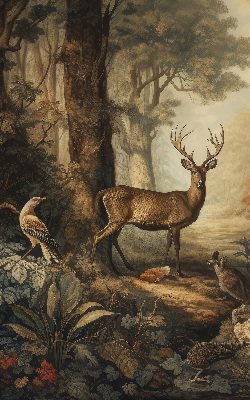 Modern roller blind Animals in the forest