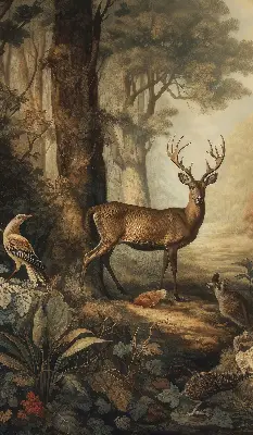 Modern roller blind animals in the forest print