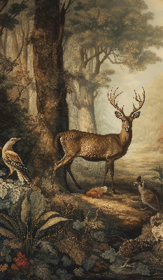 Modern roller blind Animals in the forest