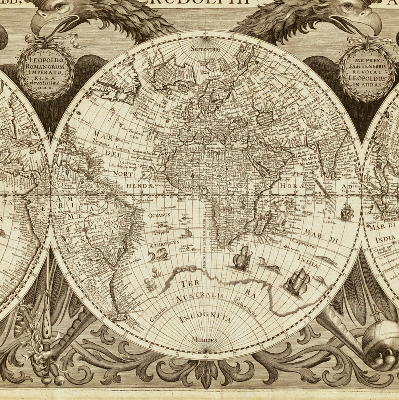 Fabric roller blind Old world map