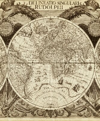 Fabric roller blind Old world map