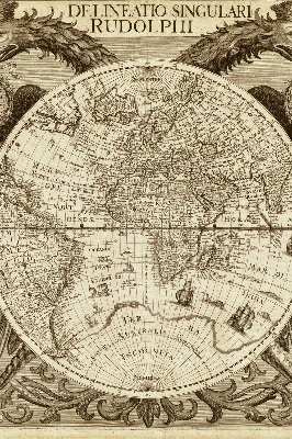 Fabric roller blind Old world map
