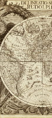 Fabric roller blind with an old world map design