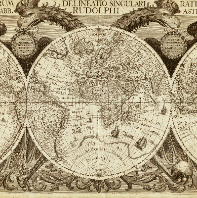 Fabric roller blind Old world map