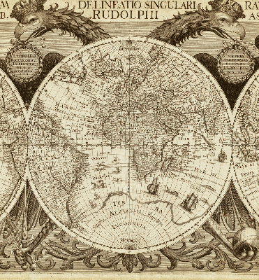 Fabric roller blind Old world map