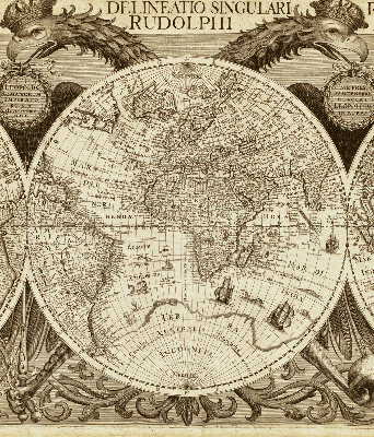 Fabric roller blind Old world map