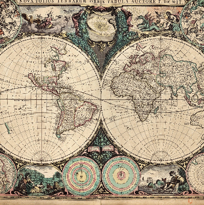 Modern roller blind World map