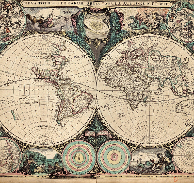 Modern roller blind World map