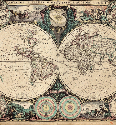 Modern roller blind World map