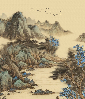 Roller blind for large window mountains print