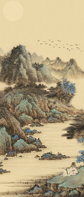 Roller blind for large window Mountains