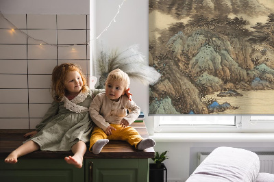 Roller blind for large window Mountains
