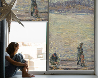 Modern roller blind People on the water