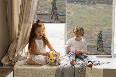 Modern roller blind People on the water