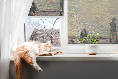 Modern roller blind People on the water