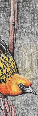 Fabric roller blind with a bird on a branch print