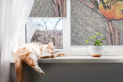 Fabric roller blind A bird on a branch