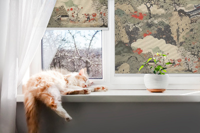 Roller blind for large window Mountain print