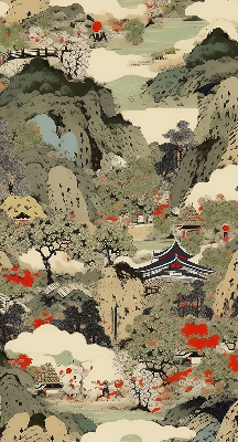 Roller blind for large window Mountain print