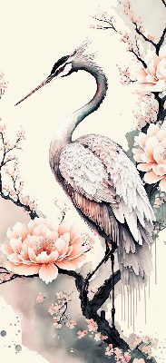 Modern roller blind Heron in flowers