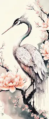 Modern roller blind heron in flowers design