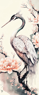 Modern roller blind Heron in flowers