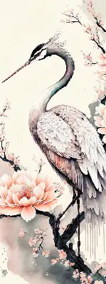 Modern roller blind heron in flowers design