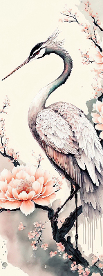 Modern roller blind Heron in flowers
