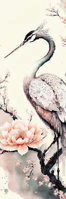 Modern roller blind heron in flowers design