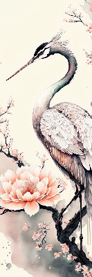 Modern roller blind Heron in flowers