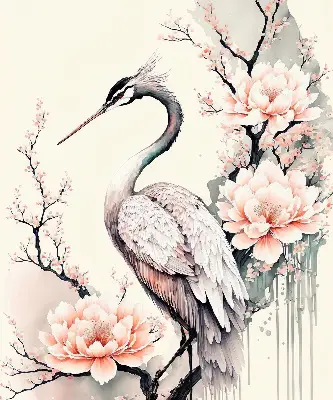 Modern roller blind heron in flowers design