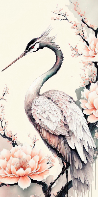 Modern roller blind Heron in flowers