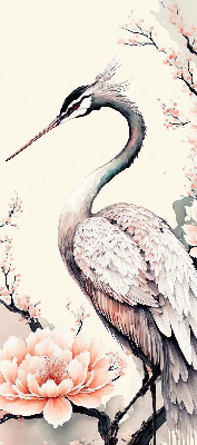 Modern roller blind Heron in flowers