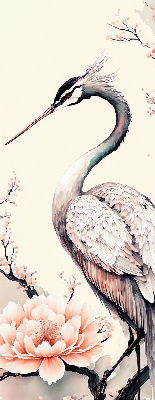 Modern roller blind Heron in flowers