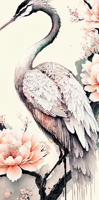 Modern roller blind heron in flowers design