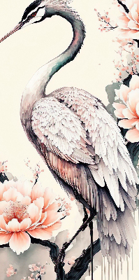Modern roller blind Heron in flowers