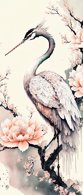 Modern roller blind Heron in flowers