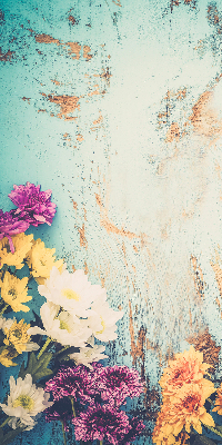 Roller blind for large window Flowers on a blue background