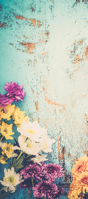 Roller blind for large window Flowers on a blue background