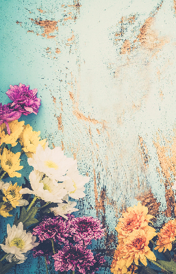 Roller blind for large window Flowers on a blue background