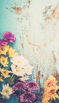 Roller blind for large window Flowers on a blue background