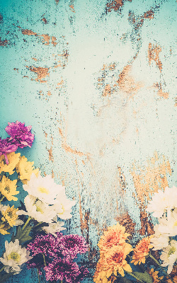 Roller blind for large window Flowers on a blue background