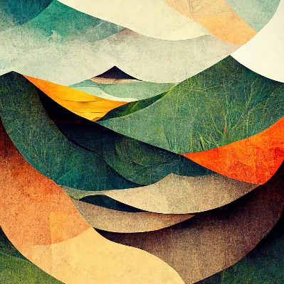 Fabric roller blind with an abstract hills pattern