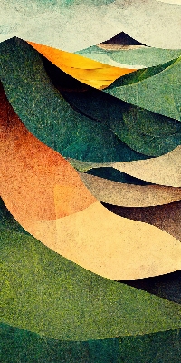 Fabric roller blind with an abstract hills pattern